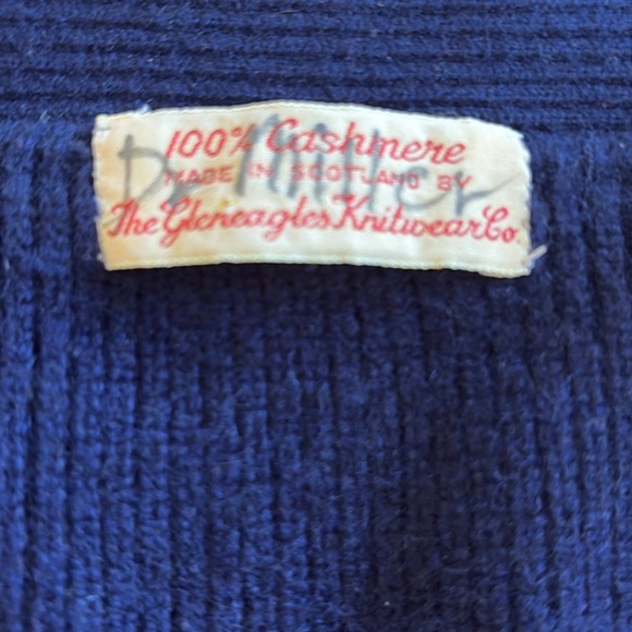 MCM Vtg Gleneagles Knitwear Co. 100% Cashmere Cardigan Navy Blue Scotland Rare - Picture 13 of 14